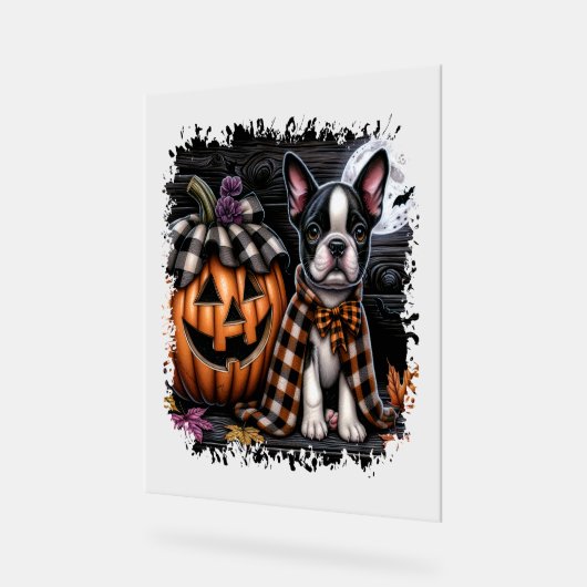 Boston Terrier Dog Halloween Acryl Bord (Hoek)
