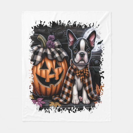 Boston Terrier Dog Halloween Fleece Deken (Voorkant)