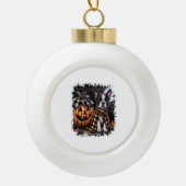 Boston Terrier Dog Halloween Keramische Bal Ornament (Voorkant)