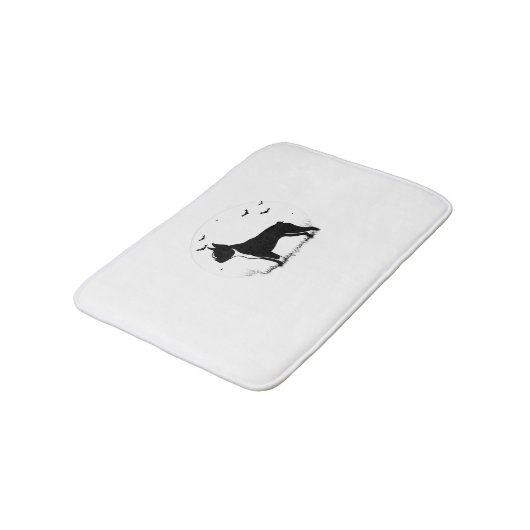 Boston Terrier Dog - Halloween Moon Silhouette Ove Badmat (Gekanteld)