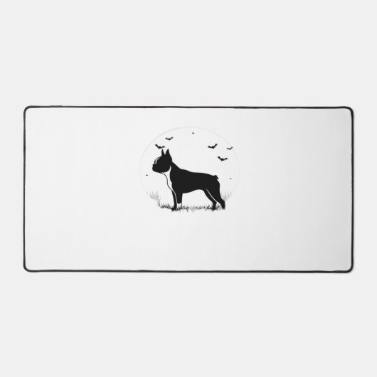 Boston Terrier Dog - Halloween Moon Silhouette Ove Bureaumat (Voorkant)