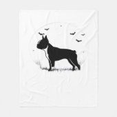 Boston Terrier Dog - Halloween Moon Silhouette Ove Fleece Deken (Voorkant)