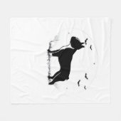 Boston Terrier Dog - Halloween Moon Silhouette Ove Fleece Deken (Voorkant (Horizontaal))