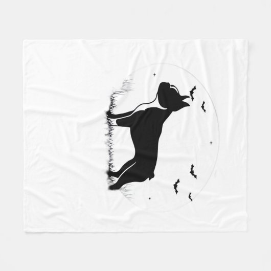 Boston Terrier Dog - Halloween Moon Silhouette Ove Fleece Deken (Voorkant (Horizontaal))