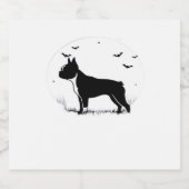 Boston Terrier Dog � Halloween Moon Silhouette Ove Sparkling Wijnetiket (Enkel label)