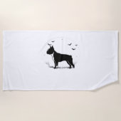 Boston Terrier Dog - Halloween Moon Silhouette Ove Strandlaken (Voorkant)