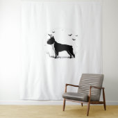 Boston Terrier Dog - Halloween Moon Silhouette Ove Wandkleed (In situ)