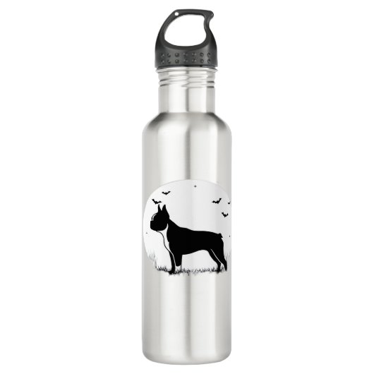 Boston Terrier Dog - Halloween Moon Silhouette Ove Waterfles (Voorkant)
