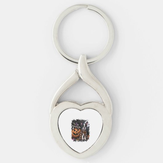 Boston Terrier Dog Halloween Sleutelhanger (Voorkant)