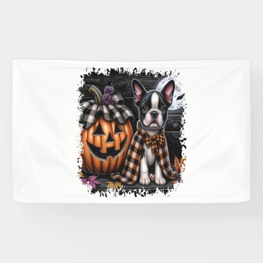 Boston Terrier Dog Halloween Spandoek (Horizontaal)