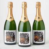 Boston Terrier Dog Halloween Sparkling Wijnetiket (Flessen)