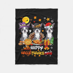 Boston Terrier Dog Happy Halloween Thanksgiving Ch Fleece Deken