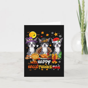 Boston Terrier Dog Happy Halloween Thanksgiving Ch Kaart