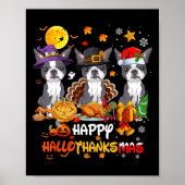 Boston Terrier Dog Happy Halloween Thanksgiving Ch Poster (Voorkant)