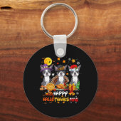 Boston Terrier Dog Happy Halloween Thanksgiving Ch Sleutelhanger (Voorkant)