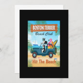 Boston Terrier Dog Hit The Beach Funny Driving Car Bedankkaart (Voorkant / Achterkant)