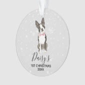 Boston Terrier Dog Holiday Kerstornament Ornament (voorkant)