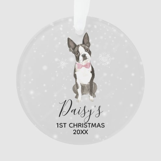 Boston Terrier Dog Holiday Kerstornament Ornament (voorkant)