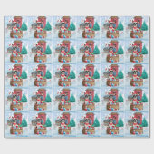 Boston Terrier Dog in het sneeuwkersthondenhuis Cadeaupapier (Vlak)