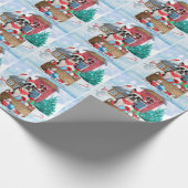 Boston Terrier Dog in het sneeuwkersthondenhuis Cadeaupapier (Hoek)