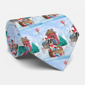 Boston Terrier Dog in het sneeuwkersthondenhuis Stropdas (Opgerold)