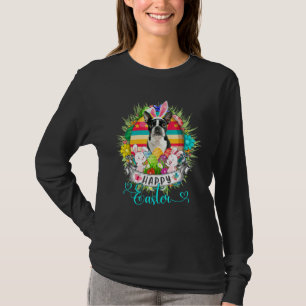 Boston Terrier Dog in paaseieren Basket Bunnies e T-shirt