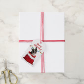 Boston Terrier Dog in Santa Bag Cadeaulabel (Met Touw)