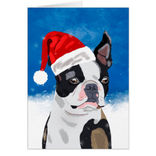 Boston Terrier Dog in Sneeuwfeest Happy Holiday
