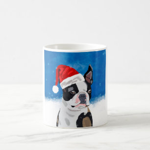 Boston Terrier Dog in Sneeuwfeest Happy Holiday Koffiemok