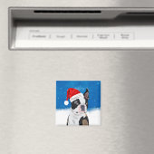 Boston Terrier Dog in Sneeuwfeest Happy Holiday Magneet (Insitu (Vaatwasser))