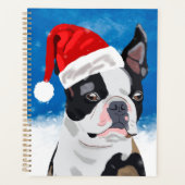 Boston Terrier Dog in Sneeuwfeest Happy Holiday Planner (Voorkant)