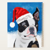 Boston Terrier Dog in Sneeuwfeest Happy Holiday Planner (Achterkant)