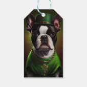 Boston Terrier dog in St. Patrick's Day Dress Cadeaulabel (Achterkant)