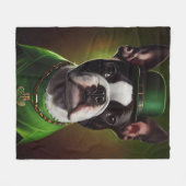 Boston Terrier dog in St. Patrick's Day Dress Fleece Deken (Voorkant (Horizontaal))