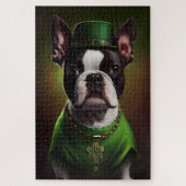 Boston Terrier dog in St. Patrick's Day Dress Legpuzzel (Verticaal)