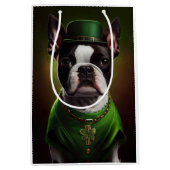 Boston Terrier dog in St. Patrick's Day Dress Medium Cadeauzakje (Voorkant)