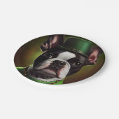 Boston Terrier dog in St. Patrick's Day Dress Papieren Bordje (Gekanteld)