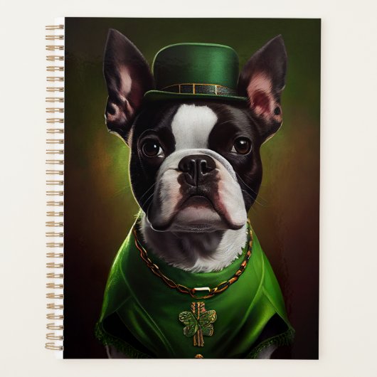Boston Terrier dog in St. Patrick's Day Dress Planner (Voorkant)