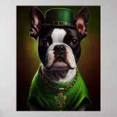 Boston Terrier dog in St. Patrick's Day Dress Poster (Voorkant)