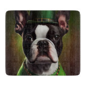 Boston Terrier dog in St. Patrick's Day Dress Snijplank (Voorkant)