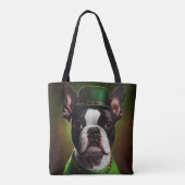 Boston Terrier dog in St. Patrick's Day Dress Tote Bag (Achterkant)