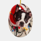 Boston Terrier Dog in Twinking Lights Ornament (Voorkant)