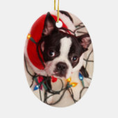Boston Terrier Dog in Twinking Lights Ornament (Achterkant)