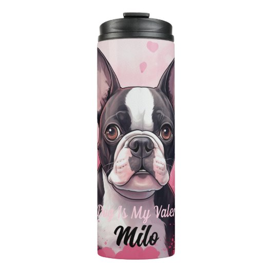 Boston Terrier Dog is mijn Valentijn gepersonalise Thermosbeker (Voorkant)
