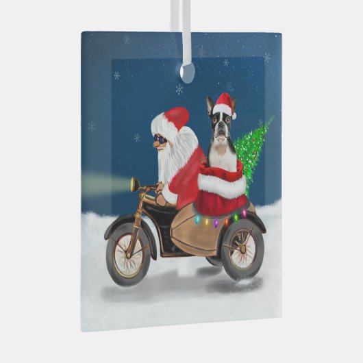Boston Terrier Dog kerstkerstkerstkerstbedekking Glas Ornament (Voorkant Rechts)