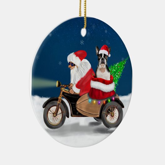 Boston Terrier Dog kerstkerstkerstkerstbedekking  Keramisch Ornament (Rechts)