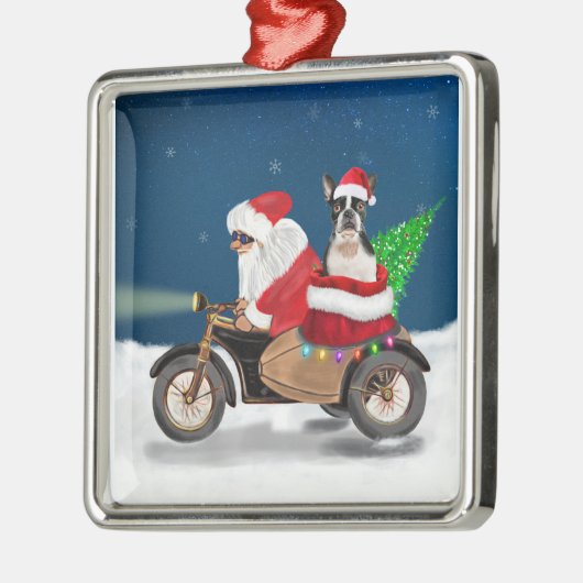 Boston Terrier Dog kerstkerstkerstkerstbedekking Metalen Ornament (Links)