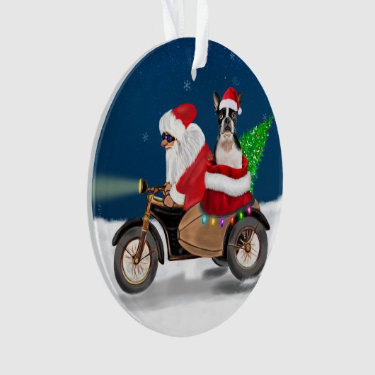 Boston Terrier Dog kerstkerstkerstkerstbedekking Ornament (voorkant)