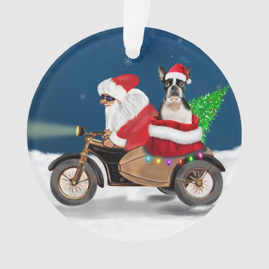 Boston Terrier Dog kerstkerstkerstkerstbedekking Ornament (voorkant)