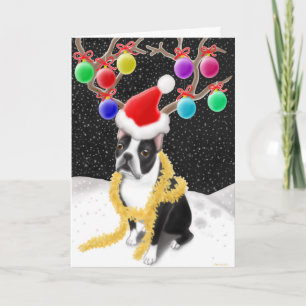 Boston Terrier Dog Kerstmis Kaart